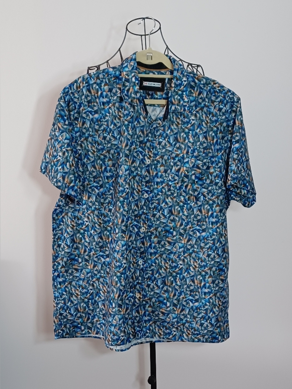 32 Bar Blues- Artistic Geometric Mosaic Button Down- Size XL